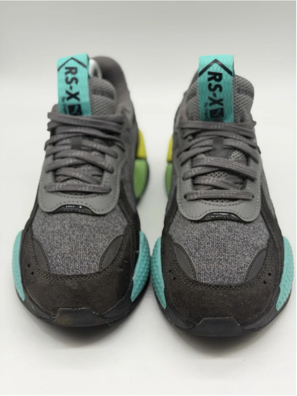 New Puma RS-X Highlighter JR Gray Black Multi Sneakers US 6.5 385934-02